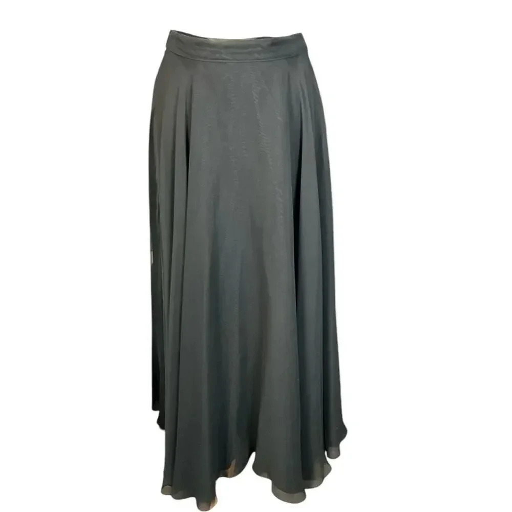 Vintage Maxie Night Line Skirt Black Sheer Satin Lined Soft Elegant Size 10